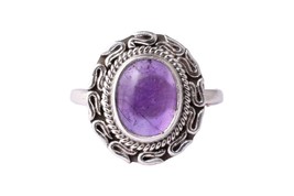 925 Sterling Silver Hallmark Amethyst Gemstone Handmade Ring Women Gift - £30.63 GBP+