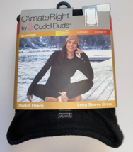 Climate Right Cuddl Duds Womens Medium Black Base Layer Long Sleeve Crew Shirt - £15.78 GBP
