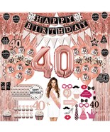 40Th Birthday Decorations For Women - (76Pack) Rose Gold Party Banner, P... - $42.99