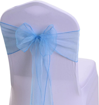 50Pcs Sheer Organza Chair Sashes Light Blue for Wedding Decor 7X108 Inc - $1,222.17 MXN