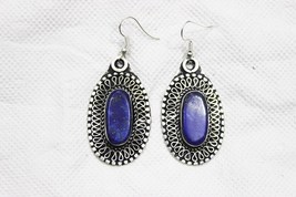Handmade Vintage Lapis Lazuli Earrings, Lapis Earrings, Lapis Jewelry, Silver Ea - £23.54 GBP