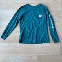 Vineyard Vines Merry Christmas Santa Whale Long-Sleeve Pocket Tee Small - $24.99