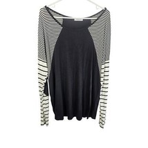 Chic Soul Women&#39;s Long Sleeve Tshirt Color Block Stripes Black White 3X - $16.99