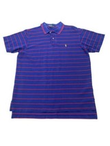 Polo Ralph Lauren Men&#39;s Short Sleeve Polo Shirt Large blue /Red stripe Cotton - $14.89