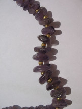 Vintage Genuine Purple Amethyst Polished Gemstone Chip Bead Chunky Necklace 30&quot; - £23.71 GBP