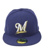 Milwaukee Brewers New Era 59FIFTY Navy &quot;M&quot; Fitted Hat Authentic Collection - $42.99+