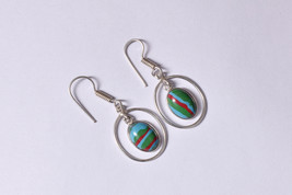 Rhodium Polished Handcrafted Oval Fancy Fossil Designer Earrings Women Gift - £23.40 GBP