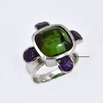 One Of A Kind Perfect German Green Tourmaline &amp; Purple Amethyst Handmade... - $653.41