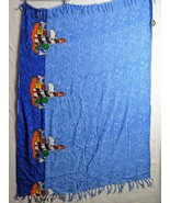 Sally Huss Sun Sand Fringed Beach Wrap Sarong Lighthouse Size OS Rayon Blue - £13.43 GBP