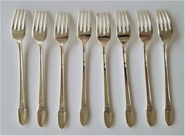 antique 1847 ROGERS IS SILVERPLATE flatware FIRST LOVE 8pc GRILL FORKS - £36.90 GBP