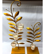 Vintage MATCHED Candle Holder Pair - Italy Made 19&quot; And 27&quot; - Brushed Go... - $33.58