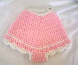  Vintage Hand Crocheted Hot pad Pink and White Bloomers Underwear - £8.76 GBP