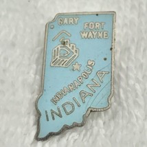Indiana State Shape Pin Vintage Travel Souvenir Metal Enamel - £9.83 GBP