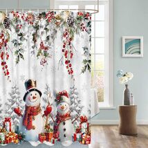 Christmas Snowman Shower Curtain 72x72in Waterproof Fabric Farmhouse 12 ... - €5,48 EUR