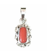 Natural Red Coral Moonga Pendent 4 Carat / Made In Pure Silver / Best Qu... - £59.80 GBP