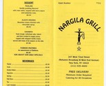 Nargila Grill Menu Glatt Kosher West 72nd Street New York  - £13.95 GBP