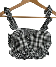 Women’s Crop Top Black and White Gingham Size Small Sleeveless Top - £14.62 GBP