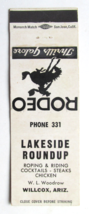 Lakeside Roundup - Willcox, Arizona Restaurant Rodeo 20 Strike Matchbook Cover - £1.54 GBP