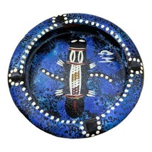 Gerald McGregor Terracotta &amp; Blue Ashtray Hand Painted Art Aboriginal Au... - $15.83