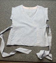 Vineyard Vines Blue Feeder Striped Linen Wrap Preppy Top Size S BBL JD - $14.85