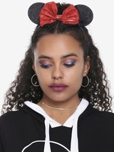 Disney Minnie Mouse Ears Red Sequins Bow Headband Halloween - £9.42 GBP