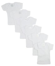 Unisex 100% Cotton White Short Sleeve Lap Tee 6 Pack Large - $29.75