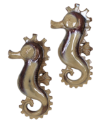 Vintage 14&quot; MayRich Ceramic Seahorse Wall Hanging Set *One small repaire... - £62.16 GBP
