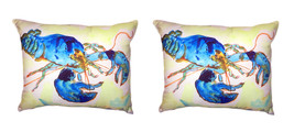 Pair Of Betsy Drake Green-Blue Lobster No Cord Pillows 16 X 20 - £70.05 GBP