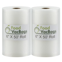 Two 6&quot; X 50&#39; Rolls of FoodVacBags Vacuum Sealer Bags for Foodsaver and o... - £29.22 GBP