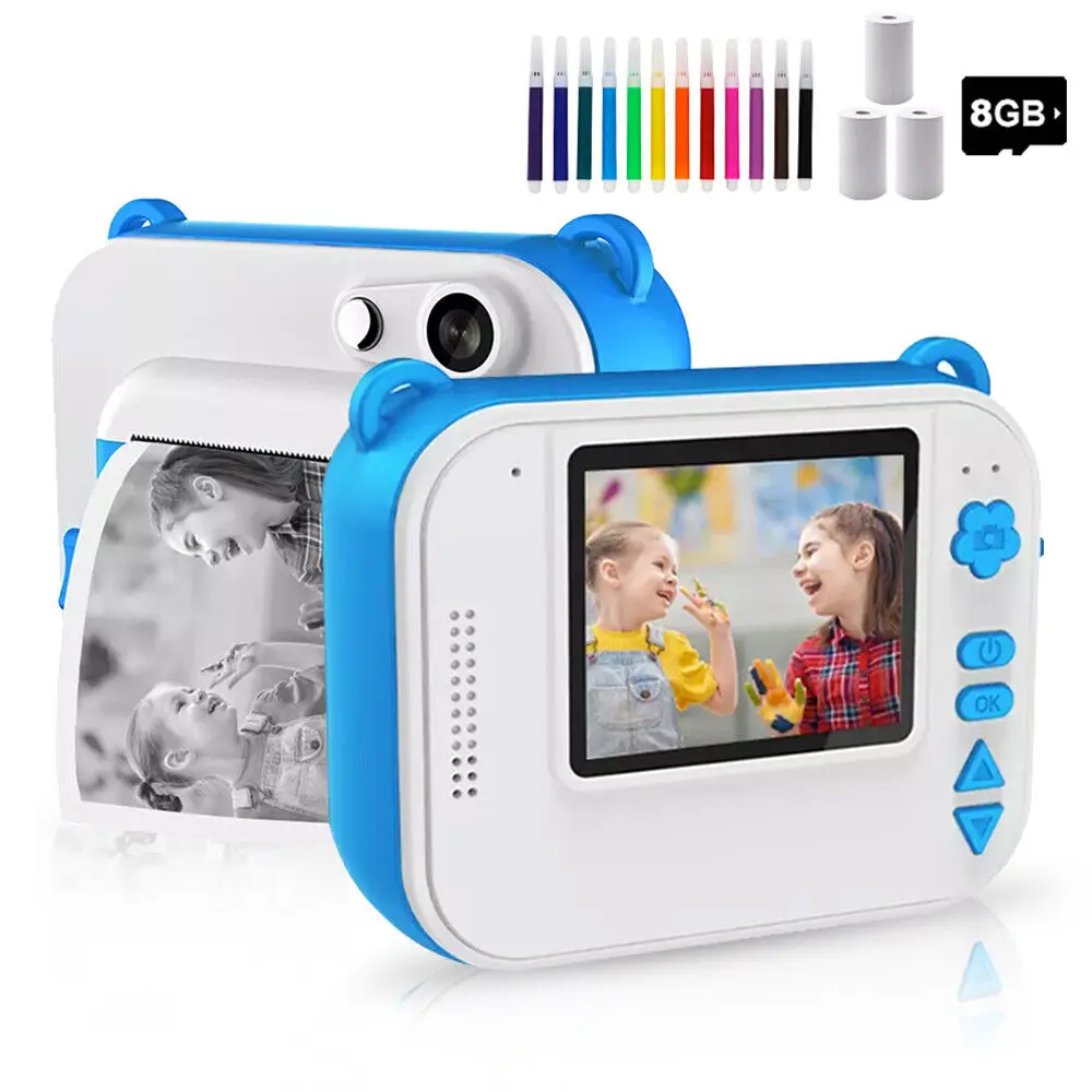 Kids Instant Print Camera With 3 Rolls Printing Paper 12MP Digital Camera for - £18.54 GBP+