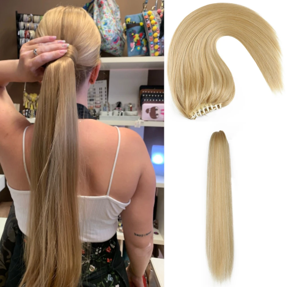 AZQUEEN 22In synthetic long straight tiger clip ponytail wig hairpeice - £18.36 GBP+