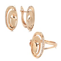 New 585 Rose Gold Drop Earrings Ring Stes for Women Fashion Minimalist Geometry  - £18.27 GBP