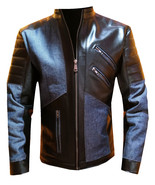 Men's Leather & Jean Jacket Faux Handmade Alloy Model - $299.00