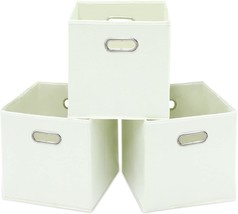 Storeone Fabric Storage Bins Cubes Baskets Containers-(11X11X11&quot;) With, White). - £30.84 GBP