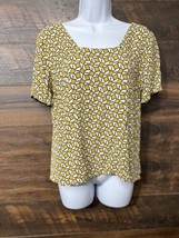 Zara Mustard Yellow Geometric Print Top Size Large Light Weight - $15.20