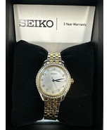 NEW* Seiko SUR392 Crystals Quartz Two-Tone Stainless Steel Ladies Wristw... - £98.32 GBP