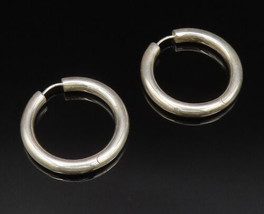 925 Sterling Silver - Vintage Minimalist Polished Hoop Earrings - EG12041 - £44.17 GBP
