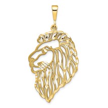 14K Yellow Gold Lion Pendant Cat Charm FindingKing Jewerly 46mm x 24mm - £225.99 GBP