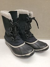 Sorel Caribou Black Leather Boots Lace Up Womens 7 Faux Fur Winter NL2649-010 - £43.82 GBP