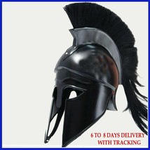 Medieval-Greek-Corinthian-Helmet-with-Black-Plume-Armor-Knight-Spartan - £56.60 GBP