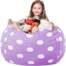 Wekapo Stuffed Animal Storage Bean Bag Chair Cover For Kids, Purple Dot,... - $35.98