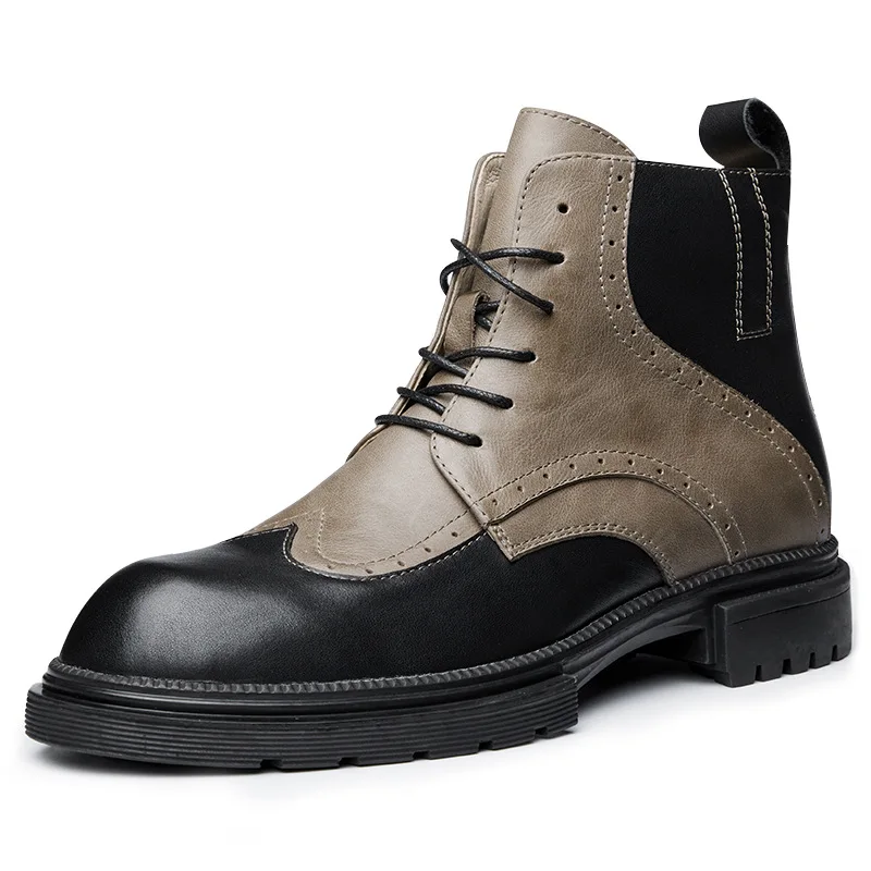 Fashion Army Shoes Men Leather Mens Combat Boots Men Boots British Retro hide Au - £225.00 GBP