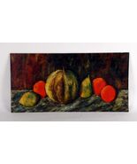 &quot;Still Life with Fruit&quot; by J. Marque, Oil Painting on Board, 13x21 - $2,906.59 CAD