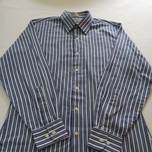 Van Heusen Fitted Men's White & Blue Stripes Cotton Blend Button Up Shirt Size M image 7