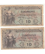 Lot of (2) MILITARY PAYMENT CERTIFICATES Series 481 - Ten Cents (1951 - ... - $283.73 MXN