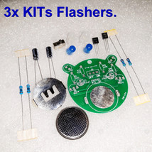 3x SIMPLE Kit Dual White Blue LED PIN Flasher Blinker with Ears Transistor - USA - £6.70 GBP