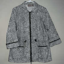 Chico’s black-and-white three-quarter sleeve, full zip, lightweight jacket - £15.34 GBP