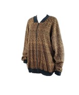 Neiman Marcus Jacket 100% Cotton Knit Light Bomber Animal Leopard Print ... - $37.99