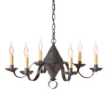 Irvins Country Tinware 6-Arm Concord Chandelier in Kettle Black - $324.67