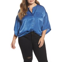 NWT Women Plus Size 2X Nordstrom Vince Camuto Bell Sleeve Rumpled Satin Blouse - £23.55 GBP